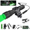 LED Hunting Flashlight Green 502B Tactical Torch Green Light 1-Mode Waterproof Outdoor Light Mount+Switch USB Rechargeable Lamp
