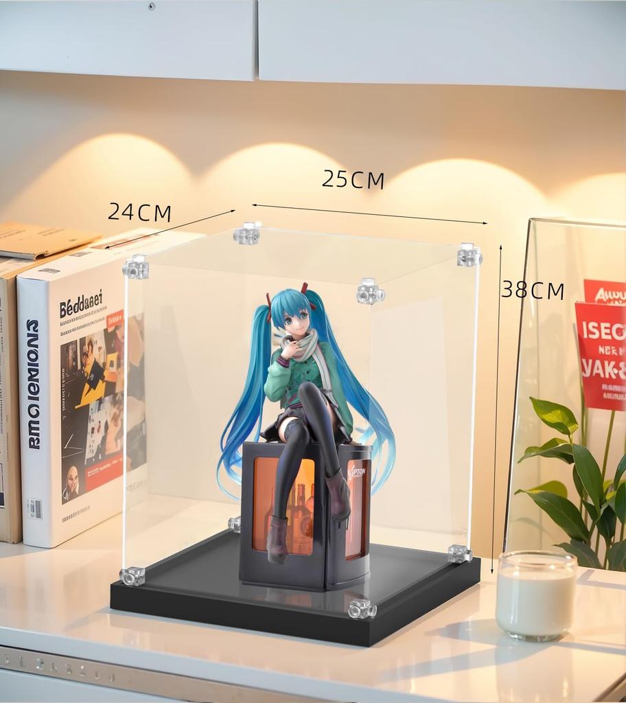 Sungvool Acrylic Display Case For Building Blocks with and Dustproof and UV Freestanding Black Base Storage Reinforced Construction for Assembled