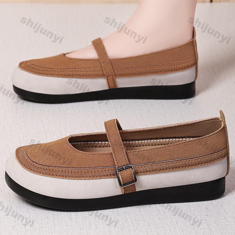 Fashion 2025 Women's Summer Lightweight Breathable Casual Shoes Fashion Buckles Anti Slip Flat Shoes Height Increasing Women Loafers