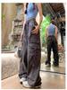 Retro Purple High-Waisted Straight-Leg Cargo Pants - Spring Loose-Fit Sport Wide-Leg Style