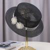 Transparent Straw Hat for Women Summer Beach Shade and Sun Protection Sun Hat Fashionable Temperament Floral Flat Top Hat