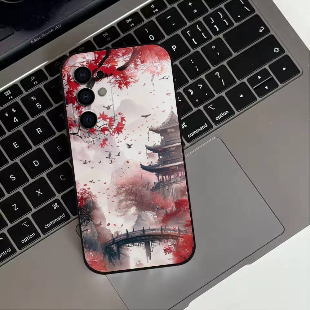 

C-китайский l-пейзаж Чехол для телефона для Samsung S25, S24, S21, S22, S23, S30, Ultra, S20, Plus, Fe, Lite, Note, 10, 9, 5G Черный чехол Samsung S24ULTRA