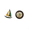 Iron Sailboat Sculpture Tabletop Ornament Antique Decorative Embossed Resin Ornate Wall Hanging