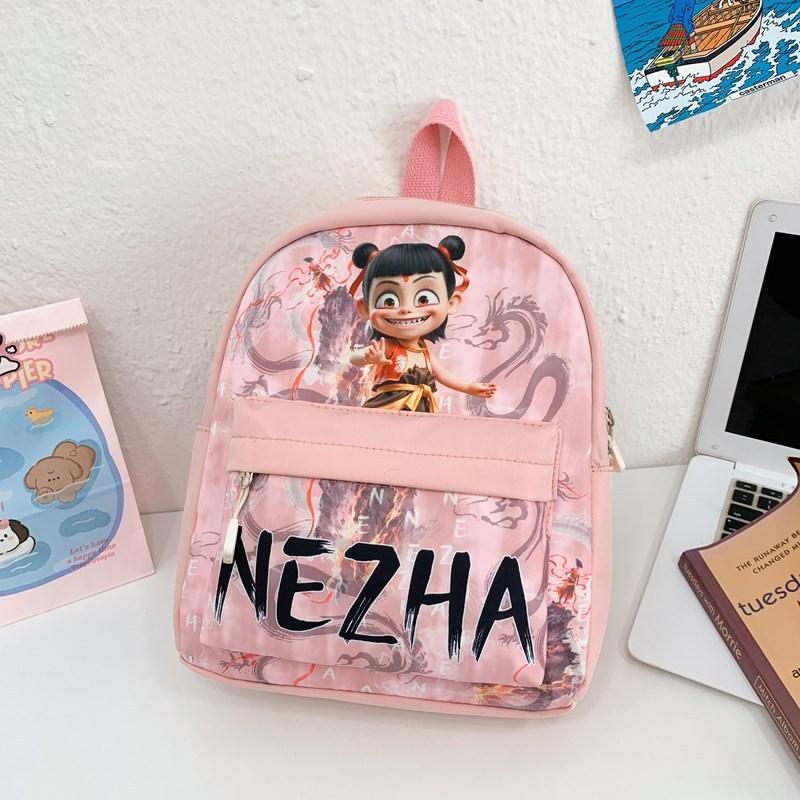 

Pattern Nezha Letters Kids Cartoon Backpack With Storage Function Waterproof розовый
