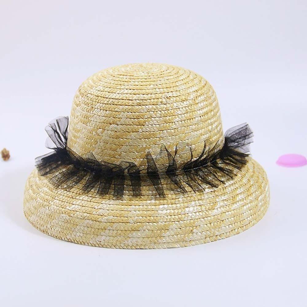 Rounded Toddler Beach Hat Large Brim Sunshade Straw Cap Sunscreen Hat Children Straw Hat Outdoor