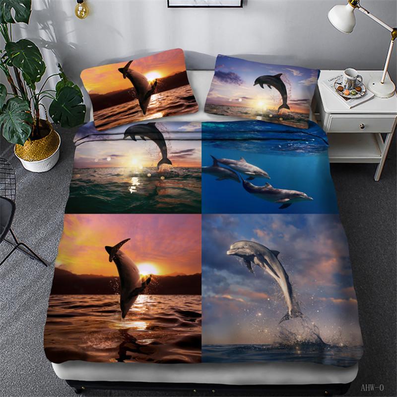 Dolphin 3D Duvet Cover Set  King Queen Double Twin Single Size Bed Linen Set