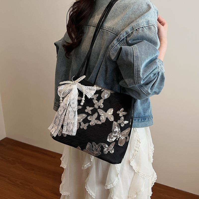 Embroidered canvas bag bag female lace fairy casual tote bag literary large-capacity versatile shoulder bag