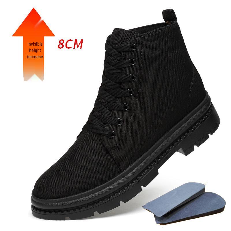 

Men s Fall/Winter High-Top Canvas Sneakers - Korean Style, Trendy, Casual, Plus Cotton, 8CM Height Boost Size 39