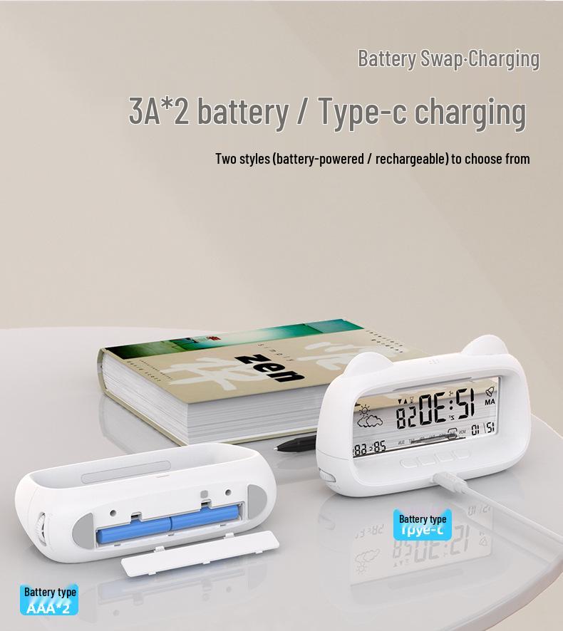 Smart Creative Cat Alarm Clock: Cute Multi-Functional Wake-Up Timer & Calendar with Transparent Design for Students