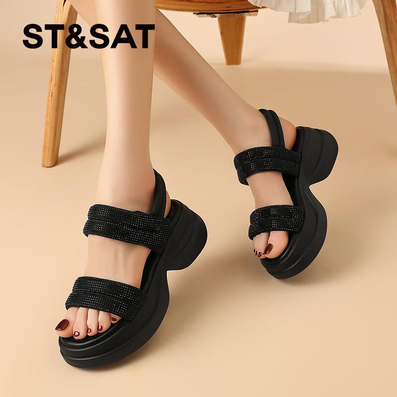 Women s Rhinestone Platform Velcro Sandals 38