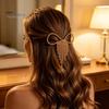 Hollow Bow Hair Clip Clip, Short Chain Tassel Hairpin, Metal Elastic for Medium Bowknot Ponytail Holder Accessories Women Girls Gold Plated