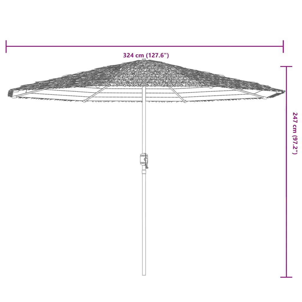 Brown Sun Umbrella with Steel Pole 324 X 324 X 247 Cm
