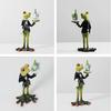 Garden Frog Statue Waiter Flower Bouquet Toilet Frog Figurine Sculpture Indoor Outdoor Home Office Desktop Decoration Ornament