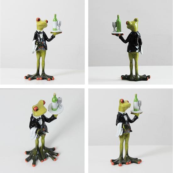 Garden Frog Statue Waiter Flower Bouquet Toilet Frog Figurine Sculpture Indoor Outdoor Home Office Desktop Decoration Ornament