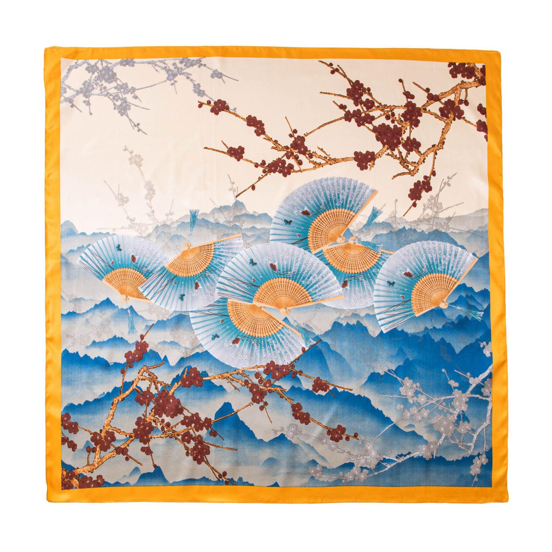 

Новый шарф в китайском стиле из искусственного шелка сатина, с изысканным ощущением, дышащая и удобная шаль для кондиционера, квадратные шарфы 90 могут быть 90*90cm