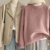 Autumn and Winter Women Soft Waxy Round Neck Cashmere Sweater Women's Loose Sweater Autumn and Winter Short Base Sweater
