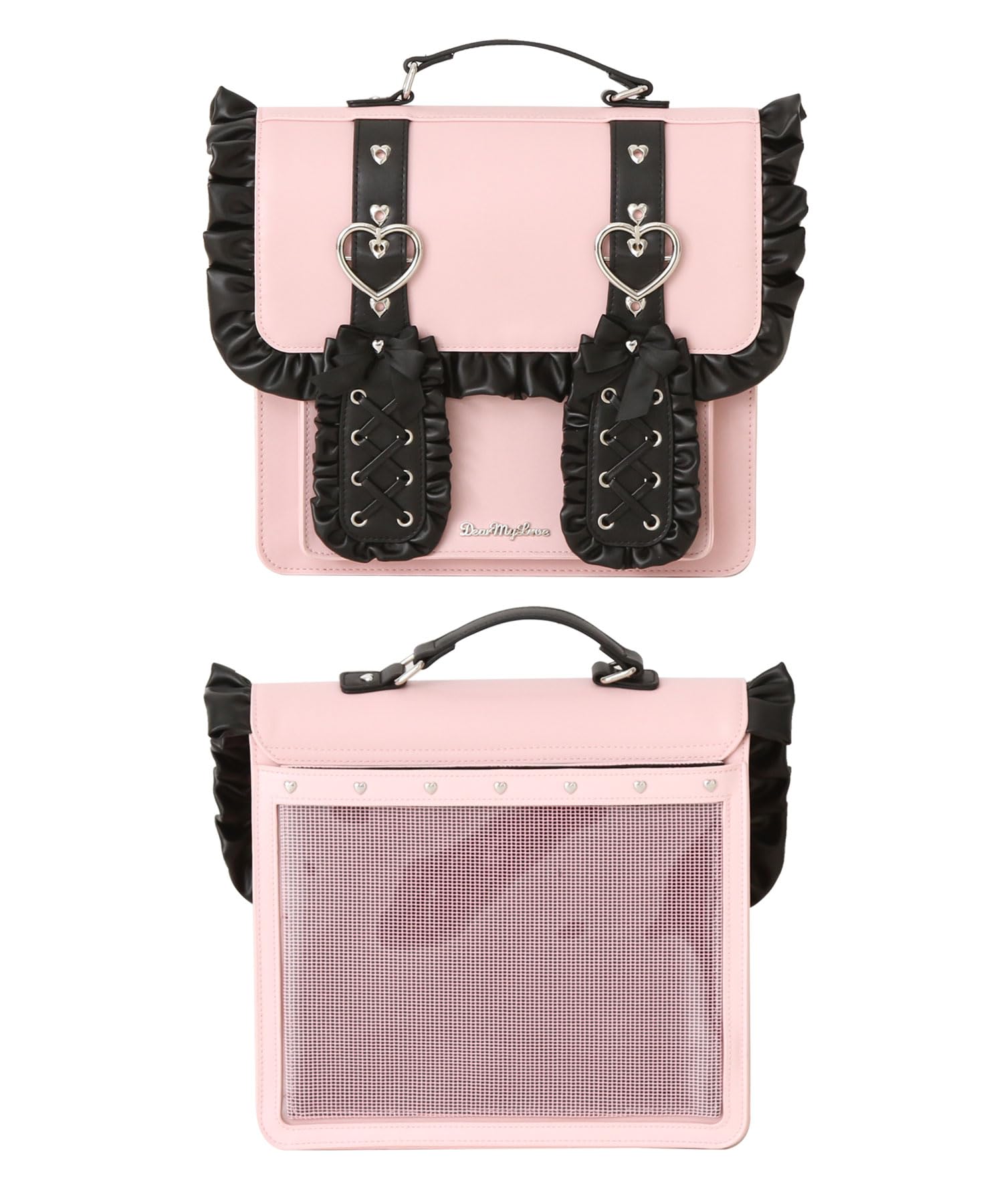 

Женская сумка Yume Tembo с кроличьими ушками и оборками на плече, розовая и черная