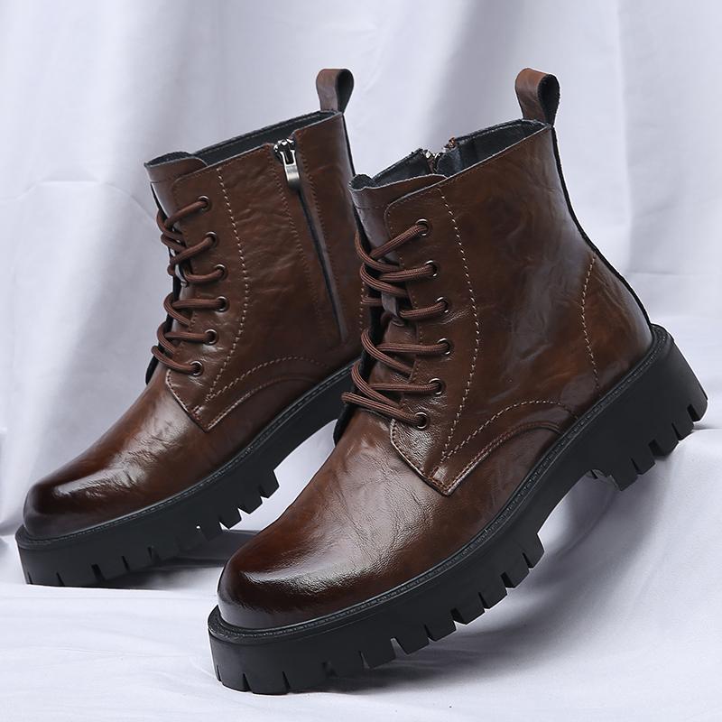 Mode Streetwear Herren Motorradstiefel Vielseitige Lässige High Top Schuhe Herren Echtes Leder Business Stiefel Klassische Kurze Stiefel