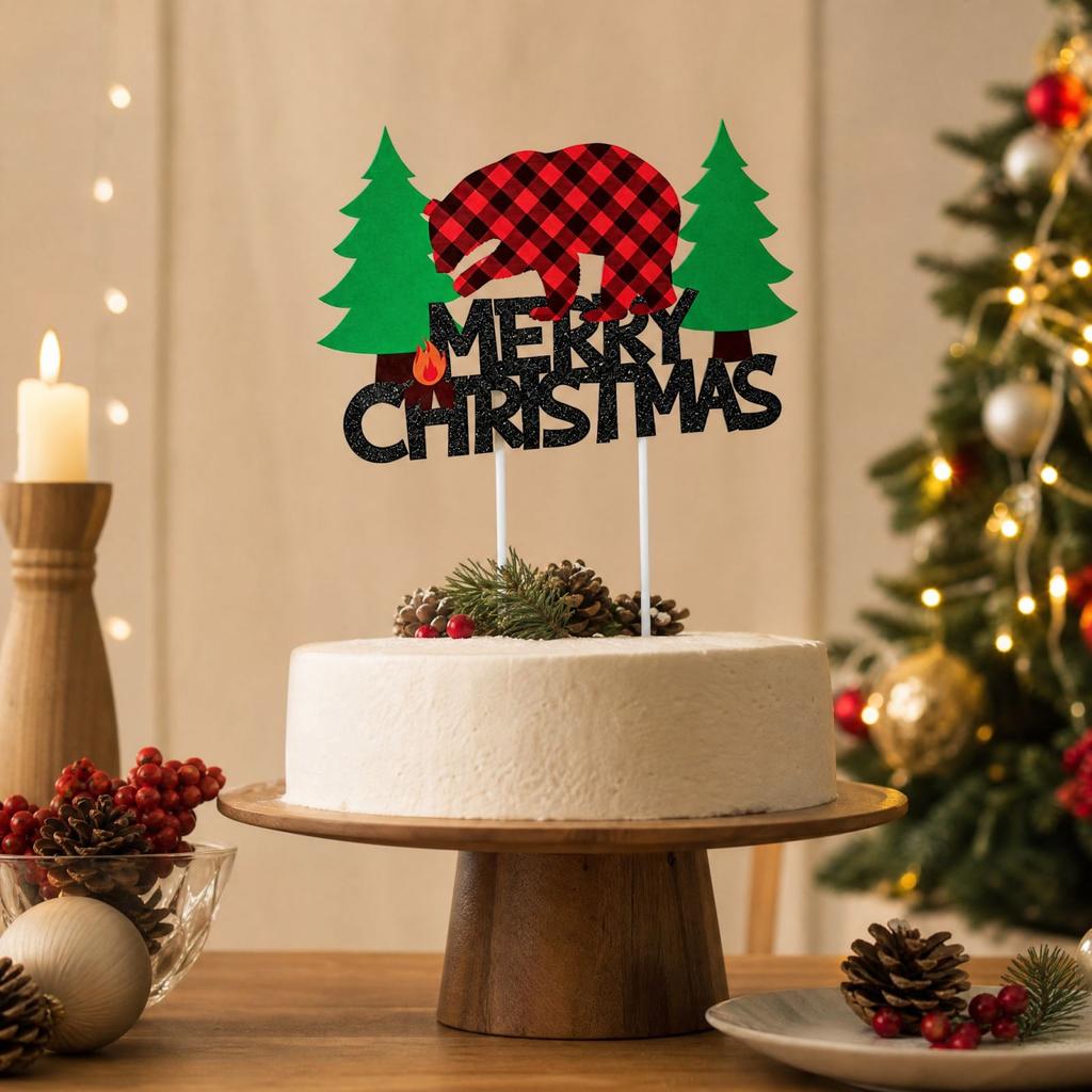 Christmas Party Decoration Topper Picks, Plaid Large Insert, 1 Count