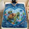 1PC Turtle style  Print FlAannel Blanket, High quality Comfortable for All Seasons, Home Decor, Warmth and Comfort