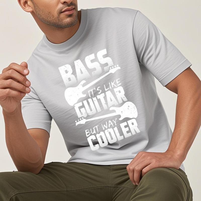 Brand Tshirts for men Printed Man short sleeve tshirt Graphic Bass Its Like Guitar But Way Cooler Cool For men Tee shirt