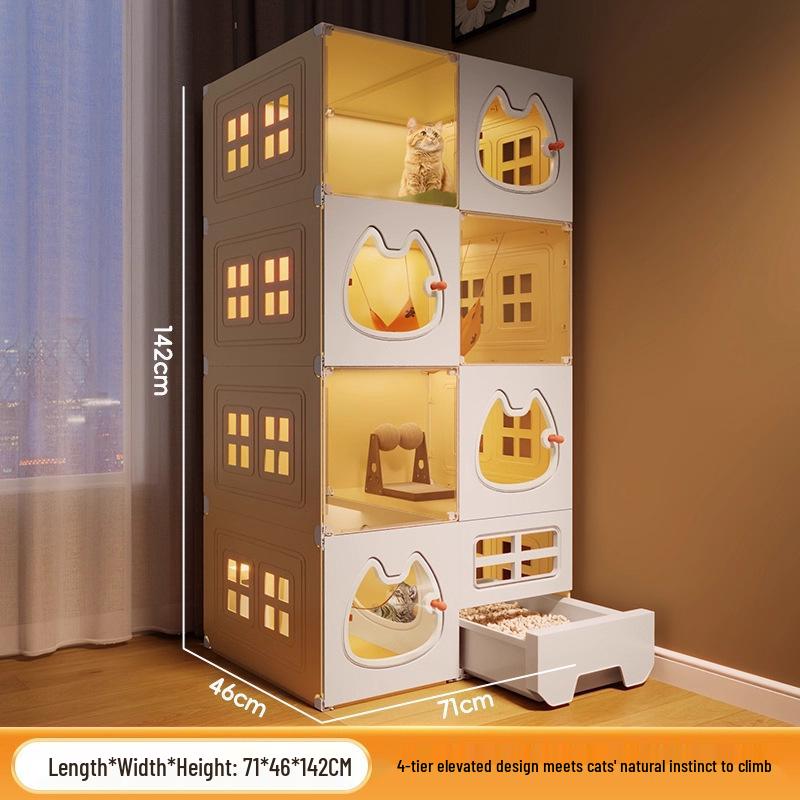 Luxury Indoor Multi-Layer Cat Villa with Integrated Litter Box
