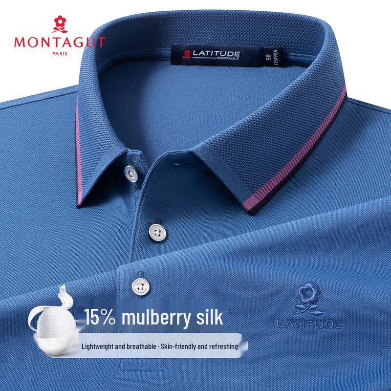 MONTAGUT Men s Silk Blend Colorblock Jacquard Polo Shirt 50