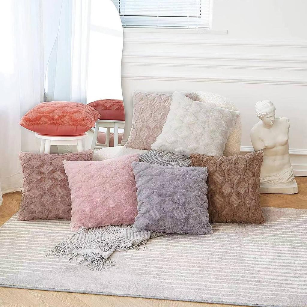 Plush Sofa Pillow Bedside Pillow Cover Ins Removable and Washable Diy Cushion Cover