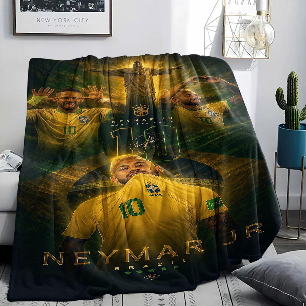 1PC Neymar Jr Patterned Flannel Blanket Suitable For All Seasons for Home Decor Warmth and Comfort Gifts Holiday Present