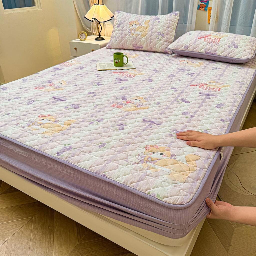 Retro Crinkle Cotton Quilted Fitted Sheet Set - 3 Piece 2025 Edition