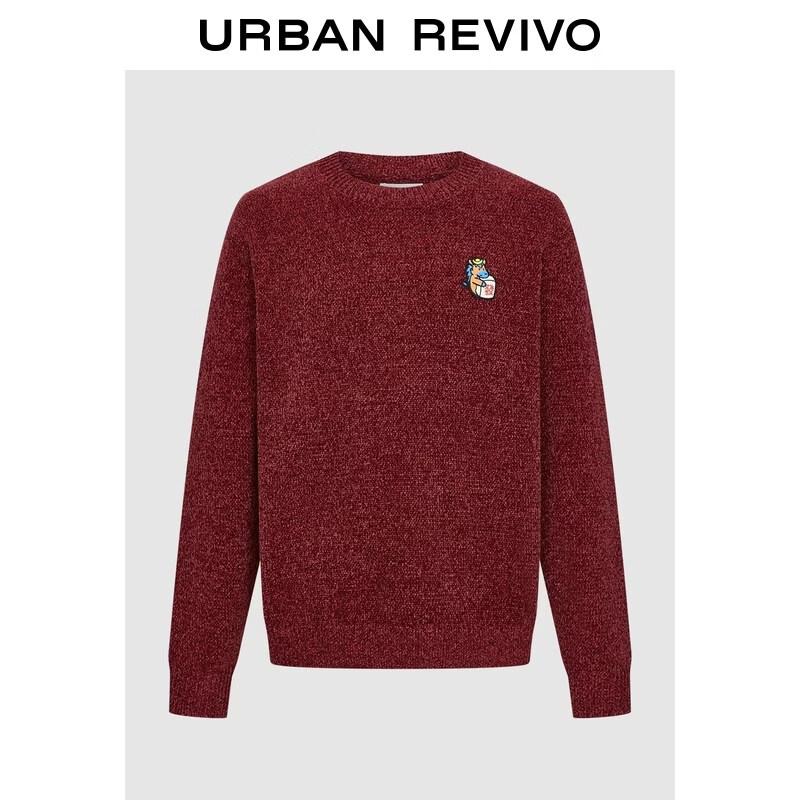 UR2026 Men s Textured Polo Embroidery Crew Neck Knit Sweater S