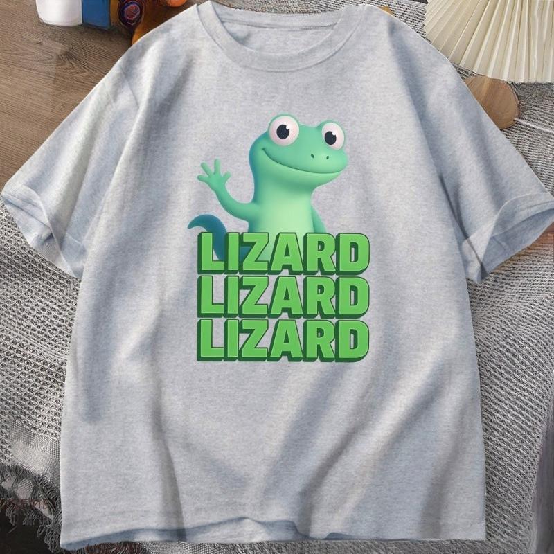 Lizard Lizard Meme TShirt for Unisex Women Funny Weirdcore Y2K Clothes Casual Loose Short Sleeve Cotton T Shirt Round Neck Tops