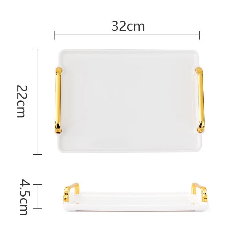 Rectangular Plastic Serving Tray with Gold Handles