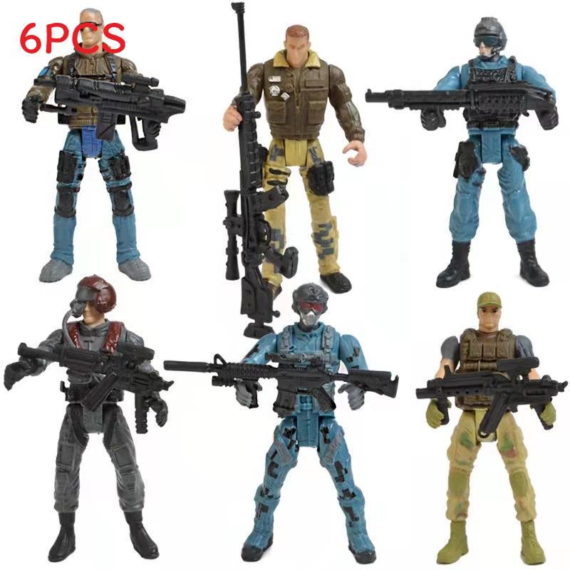 Set di Figure Militari con Soldati di Polizia Articolati e Armi per Collezionisti