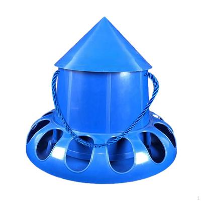 Dispensador de Comida para Gallinas, Cubo de Alimentación Automática para Aves con 13 Agujeros para Pato, Loro, Paloma