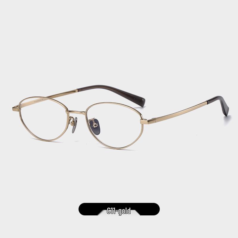 

Надлегка титанова овальна оправа для окулярів від короткозорості, жіночі з захистом від синього світла, золота оправа, стиль nerd