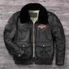 Chinesische Größe Vintage Echtes Rindsleder Männer Lederjacke Fliegerjacken Mann Wintermantel Warmer natürlicher Pelzkragen