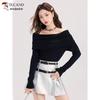 Woodpecker Women's Off-Shoulder Knit Long-Sleeve Top