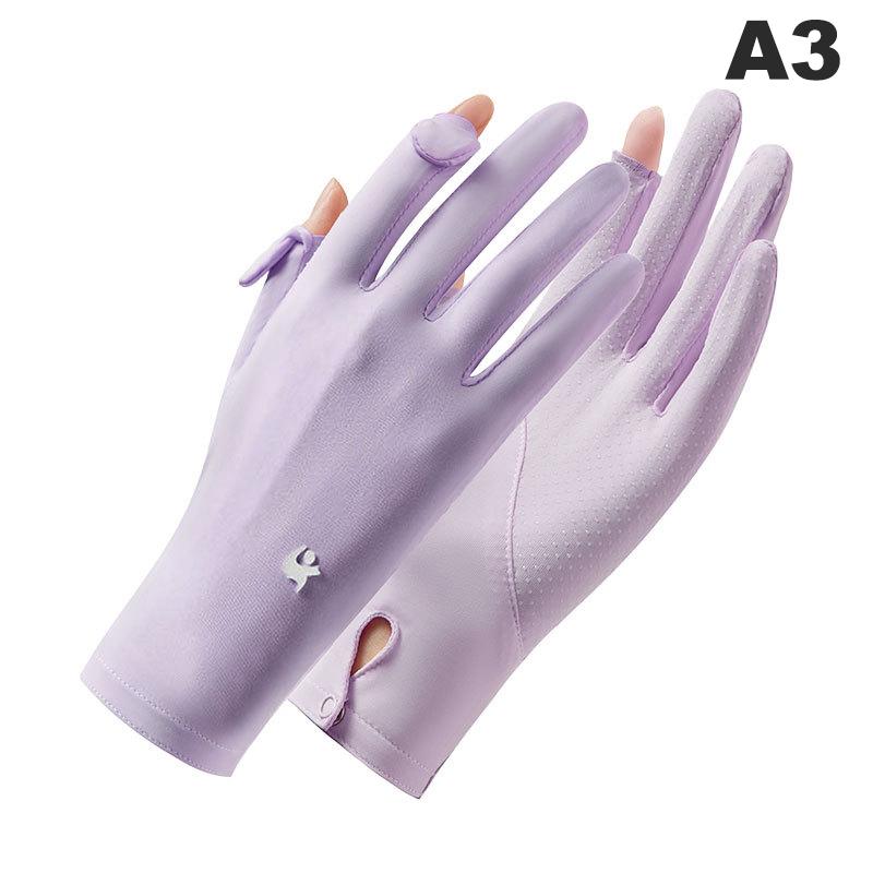 Summer  Sunscreen Gloves For Women Solid Color Uv Protection Ladies Gloves