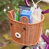 Vintage Woven Bicycle Front Basket for Balance Bike Retro Style Handmade Rattan Basket with Metal Bracket for Kids Bike Storage