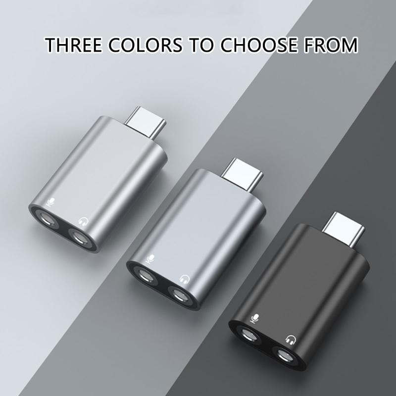 USB C to 3.5mm Headphone Splitter Double Headphone Port Converters Type C to 3.5mm Female Splitter for Type C Phone