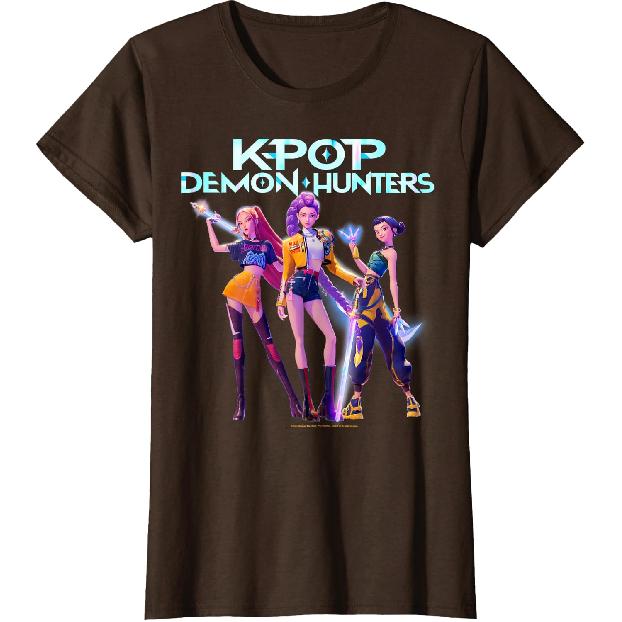 Camiseta Kpop Demon Hunters Huntrix Poses Heroicos Foto Grupal
