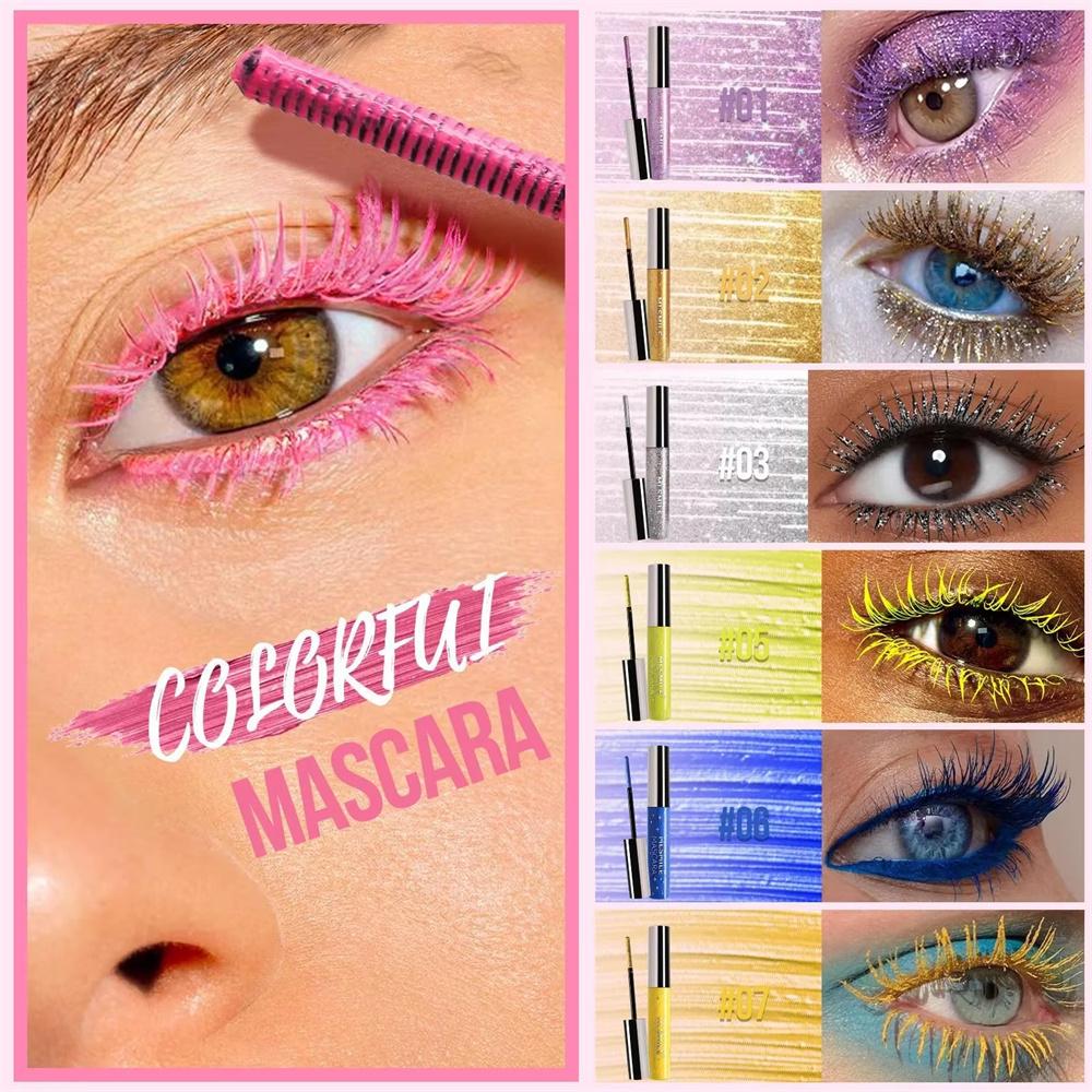 Sparkling Gold Diamond Mascara Glitter Pearlescent Small Metal Bar Waterproof Fast Dry Eyelash Curl Extension Christmas Makeup