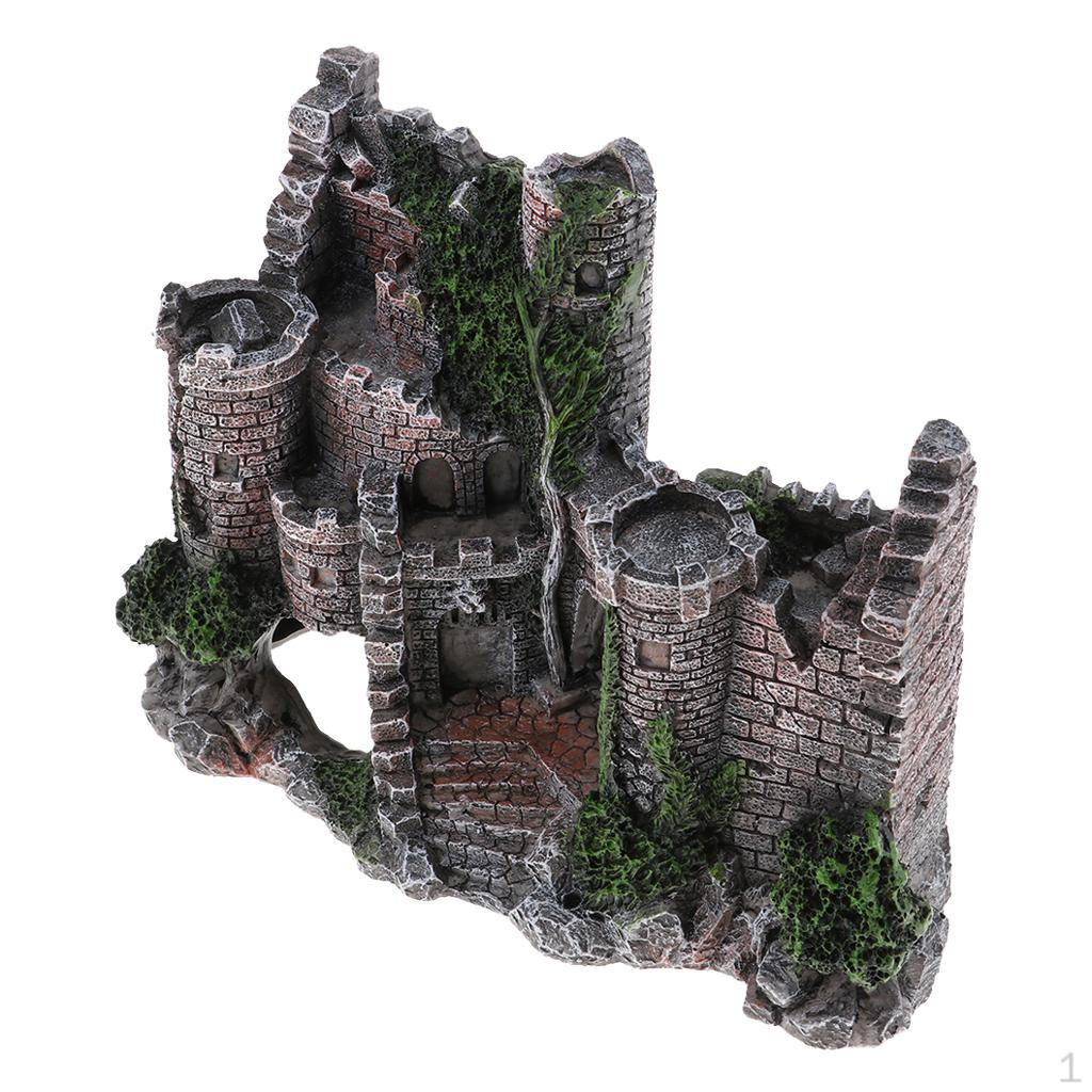 Decorative Rock Cave Castle Aquarium Decor Ornament Fish Tank Decorations