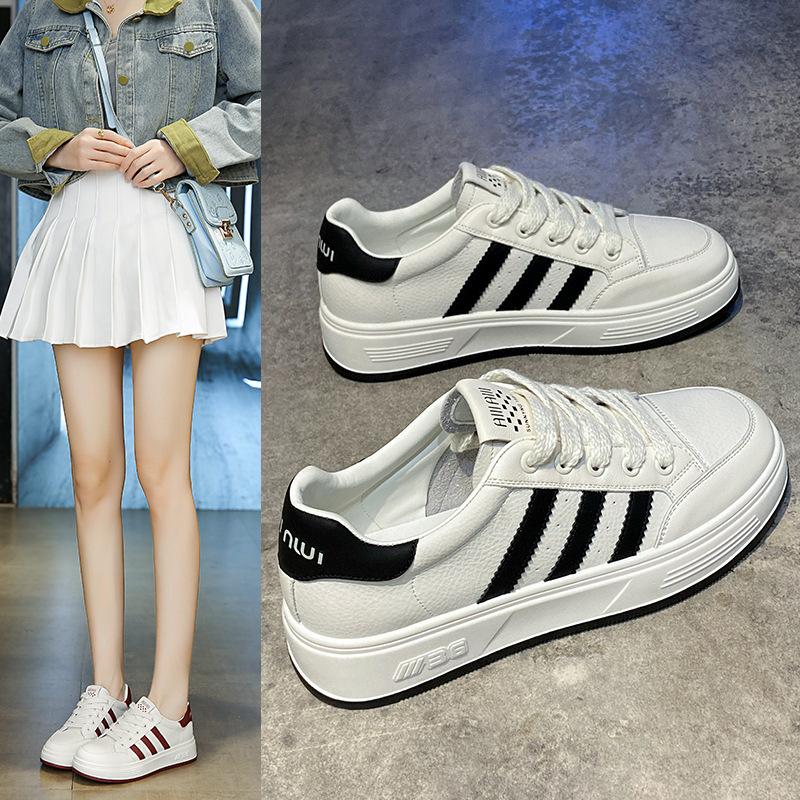 

Little white shoes women s new spring and autumn versatile leather shoes soft soles not tired feet casual sports board 35 чёрный