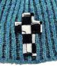 SK8ER ROCK Bold Cross Two Tone Beanie ((Blue))