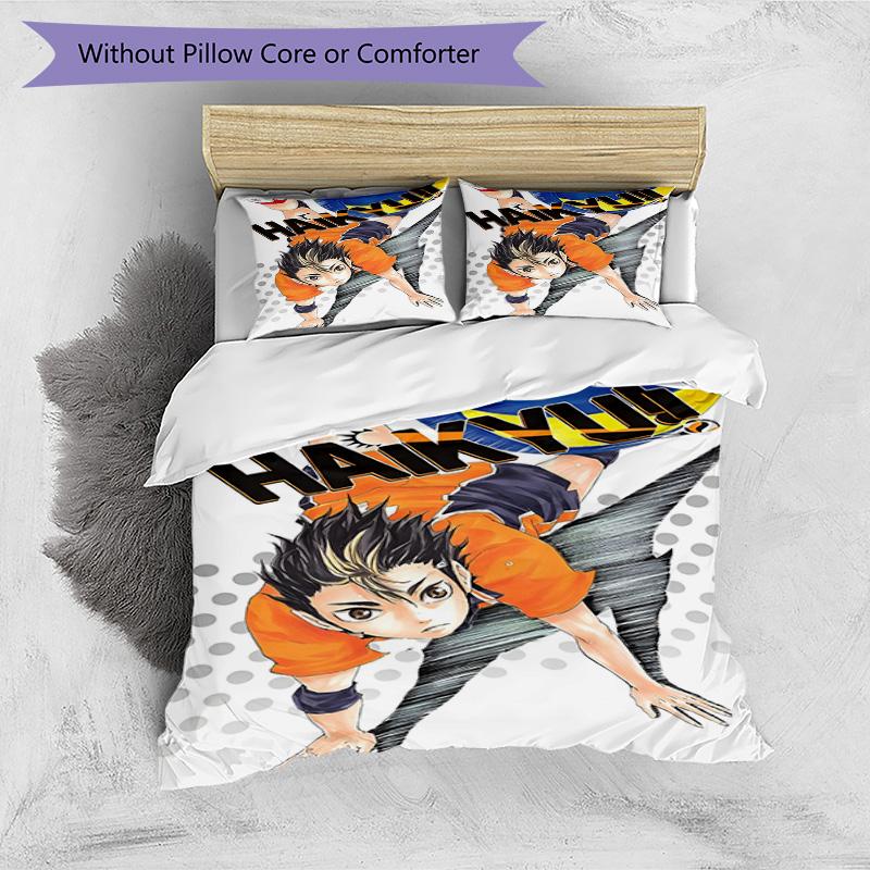 3pcs Duvet Cover Set (1*Duvet Cover + 2*Pillowcase, Without Core), Haikyu Print Bedding Set, Bedroom Decor, All‑Season, Birthday Gift