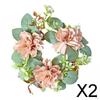 2x Christmas Candle Wreaths Garland Tabletop Ornaments for Taper Candles Artificial Leaves