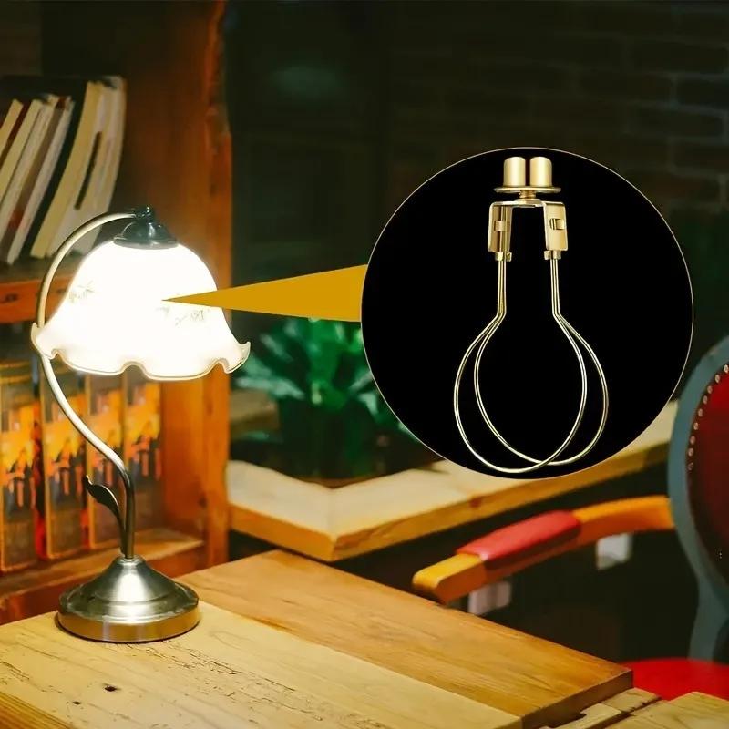 2 Pcs Polished Metal Bulb Lampshade Adapter with Leveler - Easy Clip-On Installation for Pendant and Table Lights Includes Shade