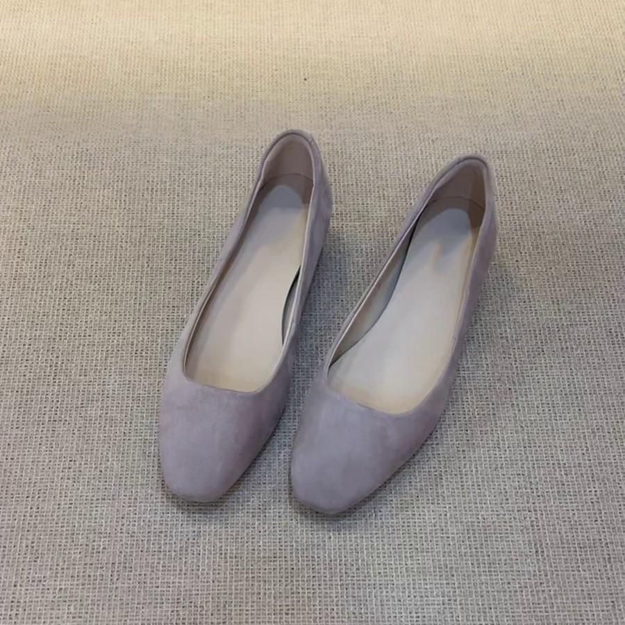 Sheepskin version~ Autumn outer wear commuting simple temperament round head inner height increase versatile soft sole dormitory women's shallow mou